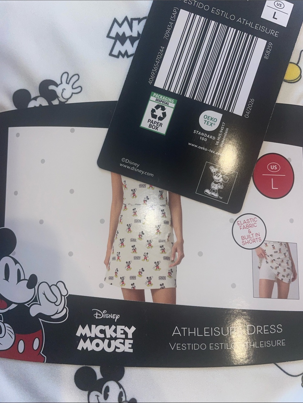 Disney Aldi Mickey Mouse White Dress with Red & Yellow Accents* - Picture 2 of 2
